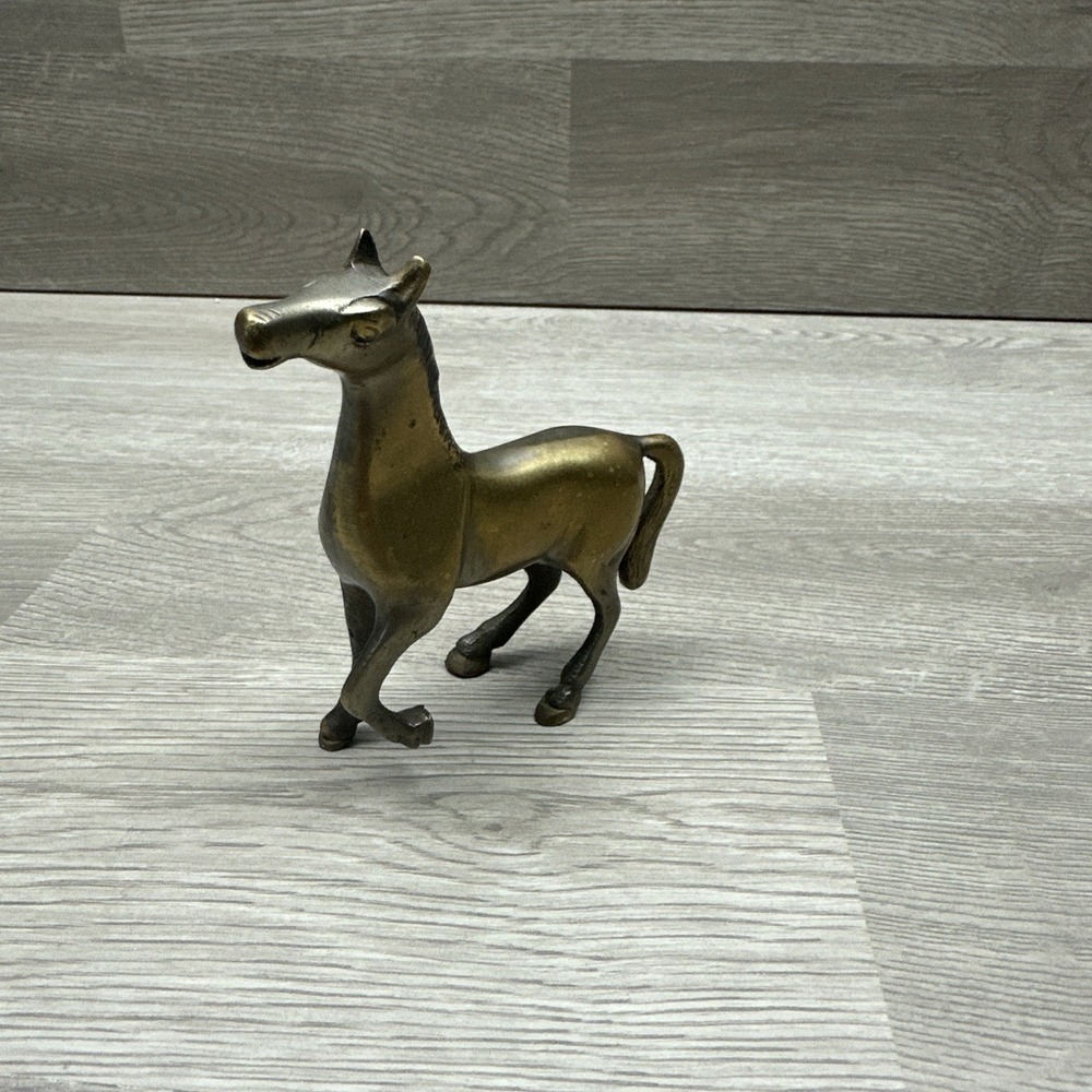 Vintage 100% Brass Horse Fiquerine. Mid Century‎ Modern Theme Equestrian.